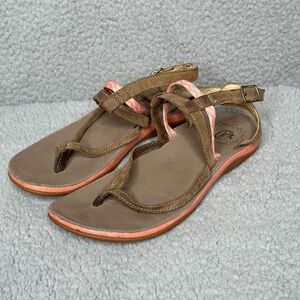 Chaco‎ Z Cloud X Thong Sandal Womens Size 7 Tan Coral Leather Boho Hippie Beach